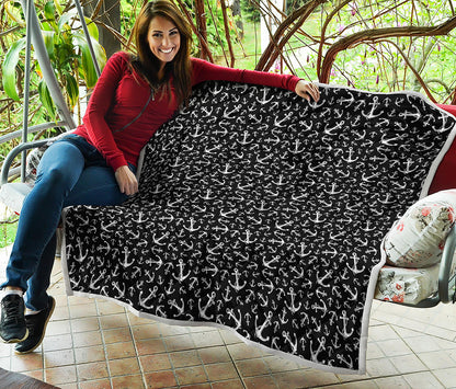 Black And White Anchor Pattern Print Quilt
