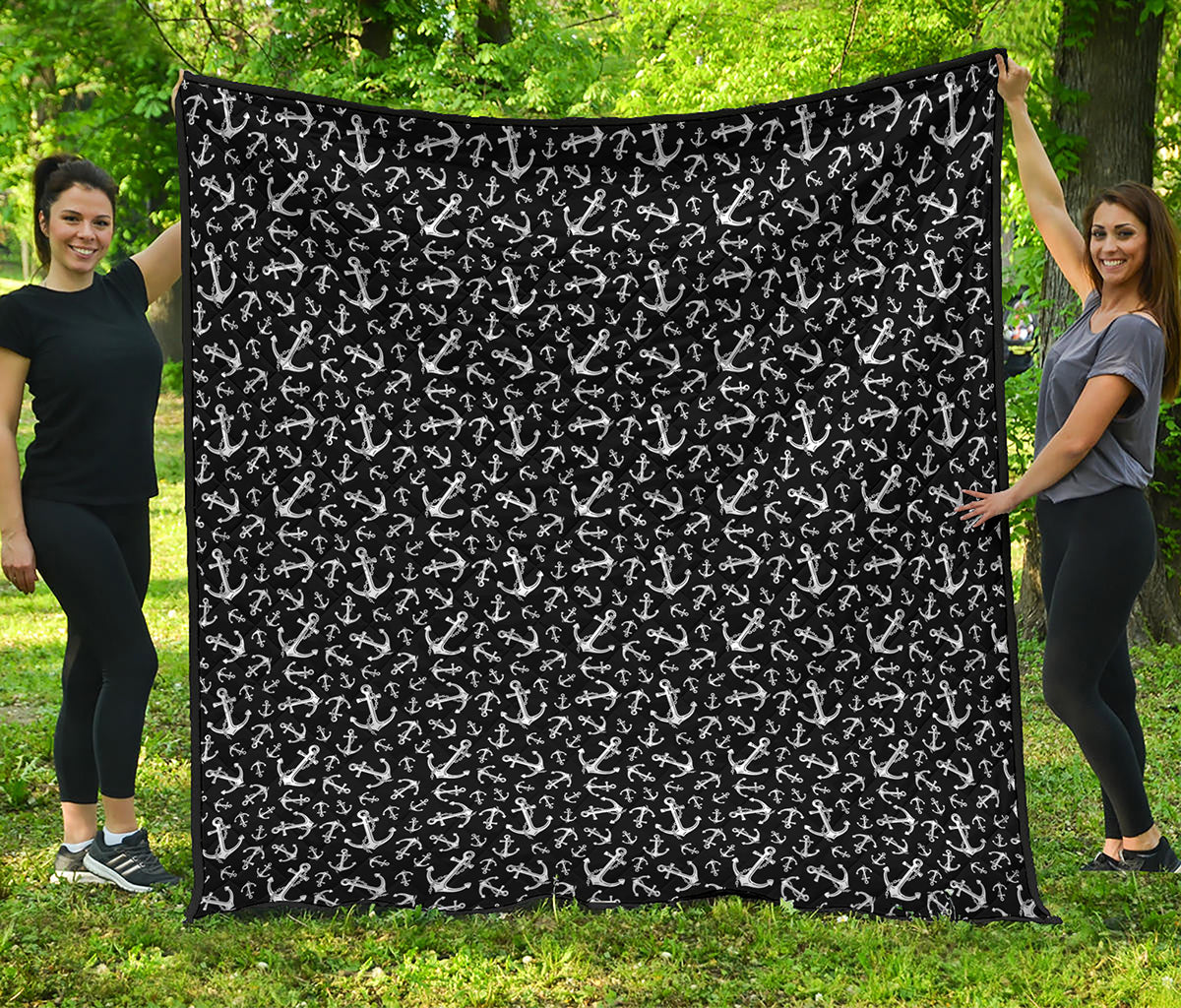 Black And White Anchor Pattern Print Quilt