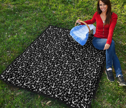 Black And White Anchor Pattern Print Quilt