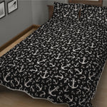 Black And White Anchor Pattern Print Quilt Bed Set