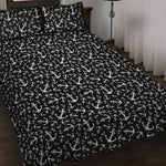 Black And White Anchor Pattern Print Quilt Bed Set