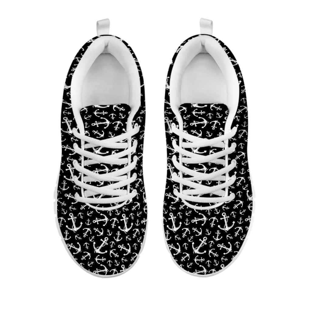 Black And White Anchor Pattern Print White Sneakers