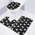 Black And White Angel Pattern Print 3 Piece Bath Mat Set