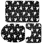 Black And White Angel Pattern Print 3 Piece Bath Mat Set