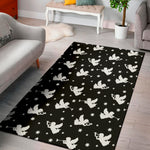 Black And White Angel Pattern Print Area Rug