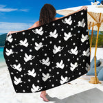 Black And White Angel Pattern Print Beach Sarong Wrap