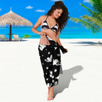Black And White Angel Pattern Print Beach Sarong Wrap