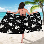 Black And White Angel Pattern Print Beach Sarong Wrap