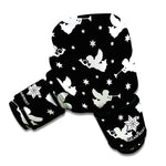 Black And White Angel Pattern Print Boxing Gloves