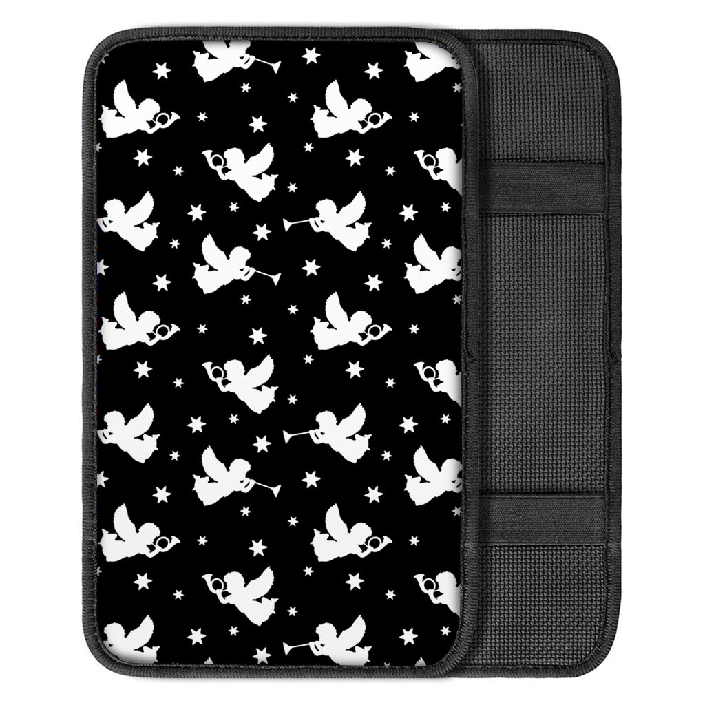 Black And White Angel Pattern Print Car Center Console Cover