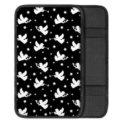 Black And White Angel Pattern Print Car Center Console Cover