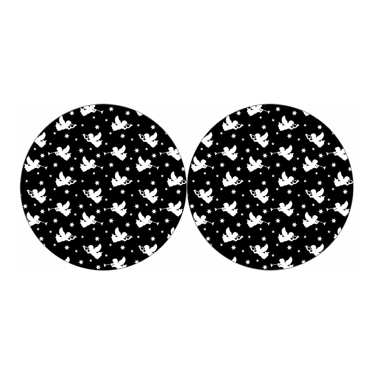 Black And White Angel Pattern Print Car Coasters