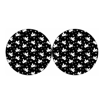 Black And White Angel Pattern Print Car Coasters