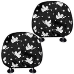 Black And White Angel Pattern Print Car Headrest Covers