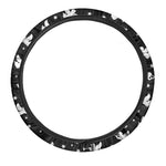 Black And White Angel Pattern Print Car Steering Wheel Cover