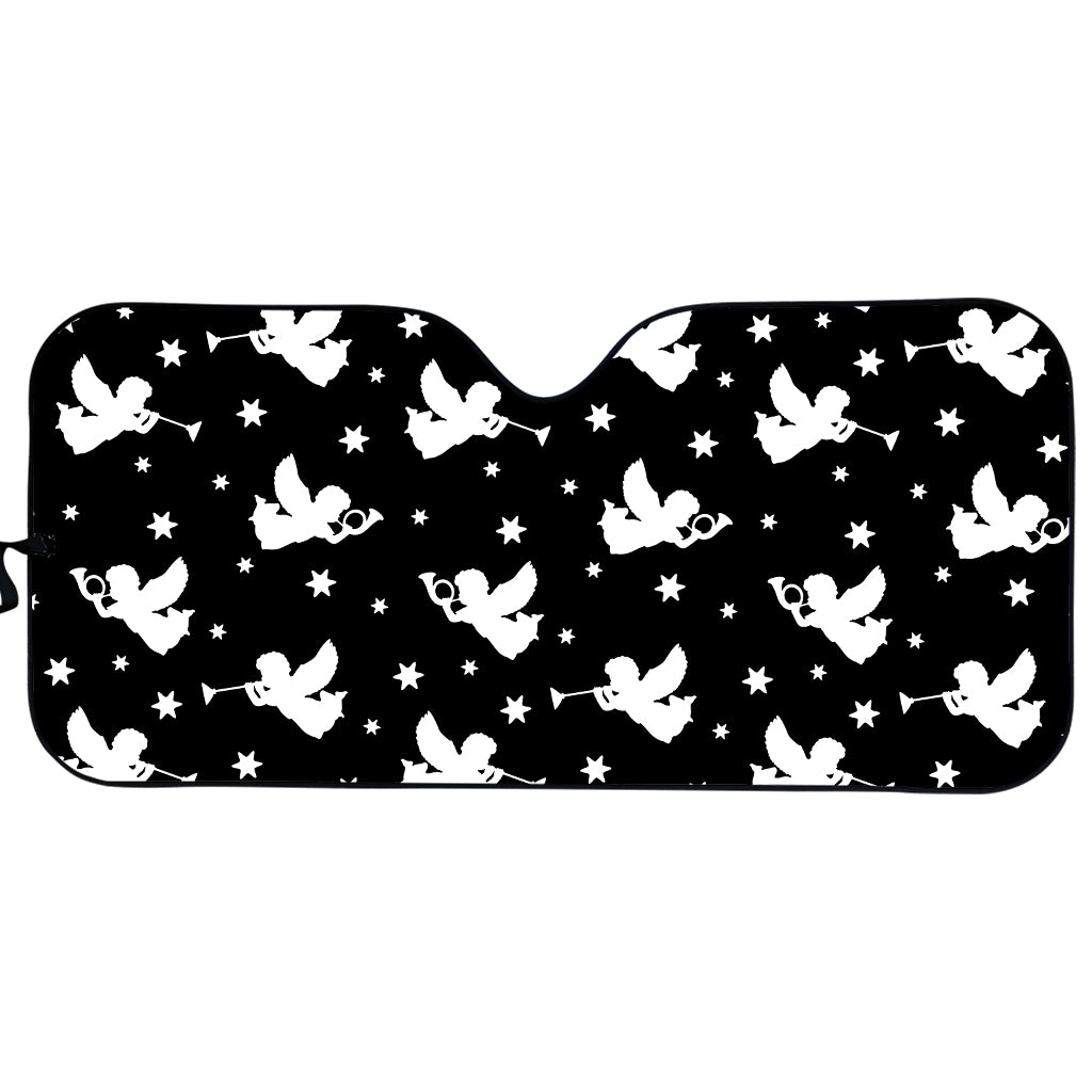 Black And White Angel Pattern Print Car Sun Shade