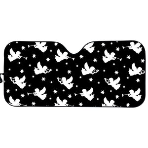 Black And White Angel Pattern Print Car Sun Shade