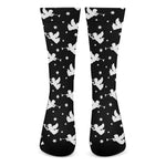 Black And White Angel Pattern Print Crew Socks