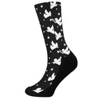 Black And White Angel Pattern Print Crew Socks