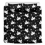 Black And White Angel Pattern Print Duvet Cover Bedding Set
