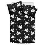 Black And White Angel Pattern Print Duvet Cover Bedding Set