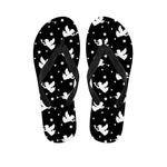 Black And White Angel Pattern Print Flip Flops