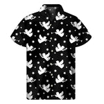 Black And White Angel Pattern Print Men's Short Sleeve Shirt