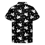Black And White Angel Pattern Print Men's Short Sleeve Shirt