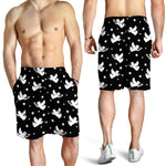 Black And White Angel Pattern Print Men's Shorts