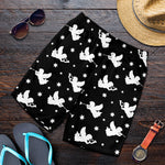 Black And White Angel Pattern Print Men's Shorts
