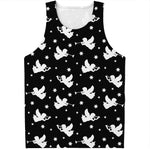 Black And White Angel Pattern Print Men's Tank Top