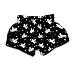 Black And White Angel Pattern Print Muay Thai Boxing Shorts