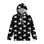 Black And White Angel Pattern Print Pullover Hoodie