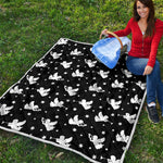 Black And White Angel Pattern Print Quilt