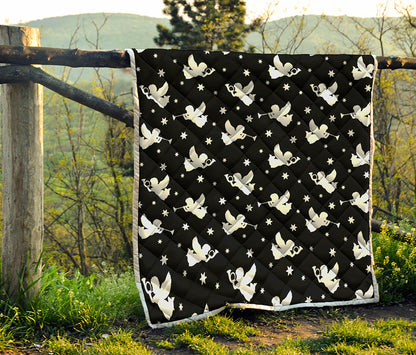 Black And White Angel Pattern Print Quilt