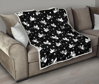 Black And White Angel Pattern Print Quilt