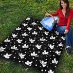 Black And White Angel Pattern Print Quilt