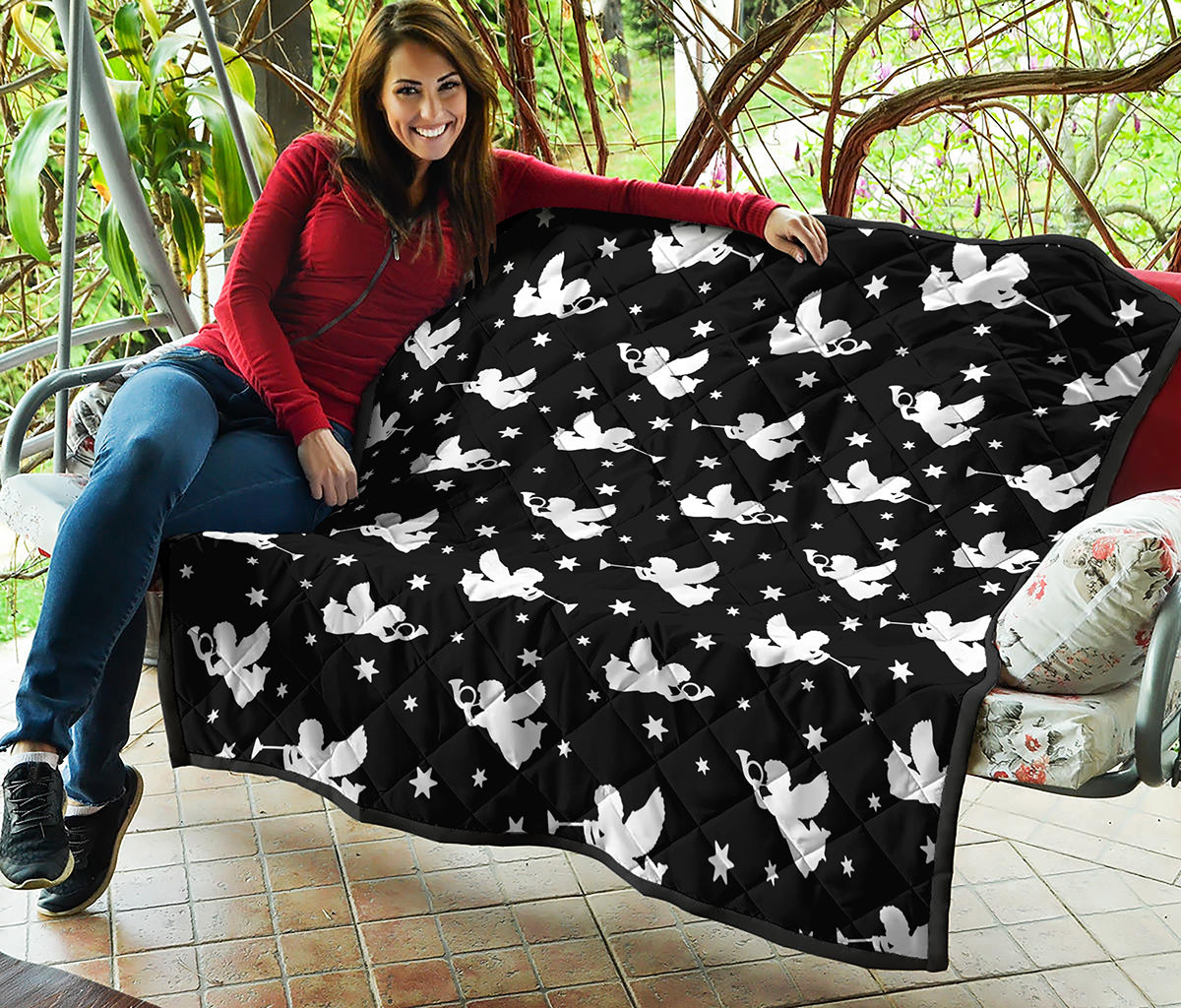 Black And White Angel Pattern Print Quilt