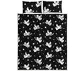 Black And White Angel Pattern Print Quilt Bed Set