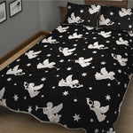 Black And White Angel Pattern Print Quilt Bed Set