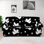 Black And White Angel Pattern Print Sofa Cover