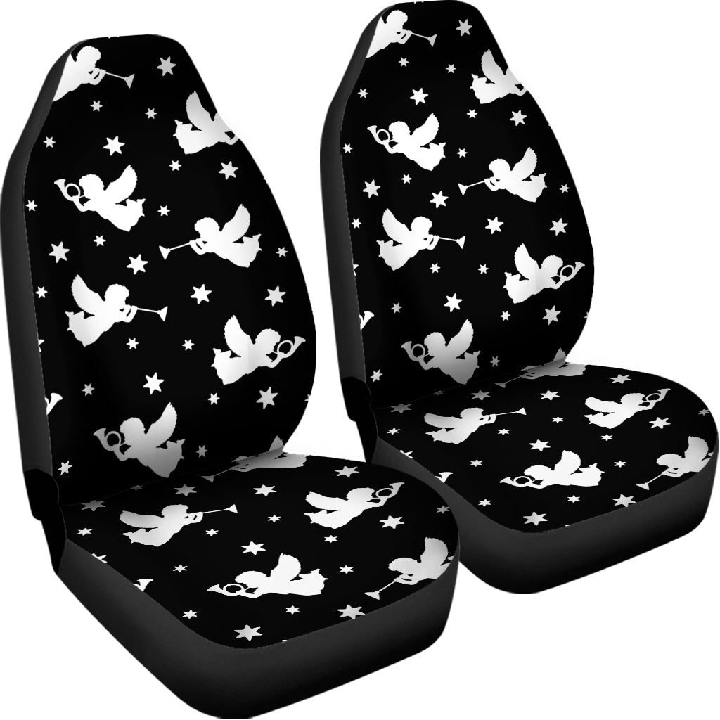 Black And White Angel Pattern Print Universal Fit Car Seat Covers