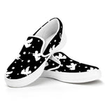 Black And White Angel Pattern Print White Slip On Shoes