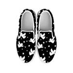 Black And White Angel Pattern Print White Slip On Shoes