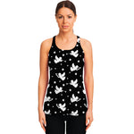 Black And White Angel Pattern Print Women's Racerback Tank Top