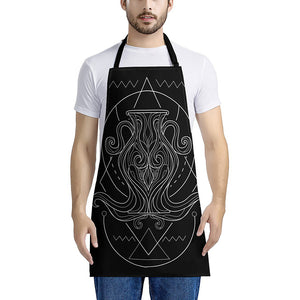 Black And White Aquarius Sign Print Apron