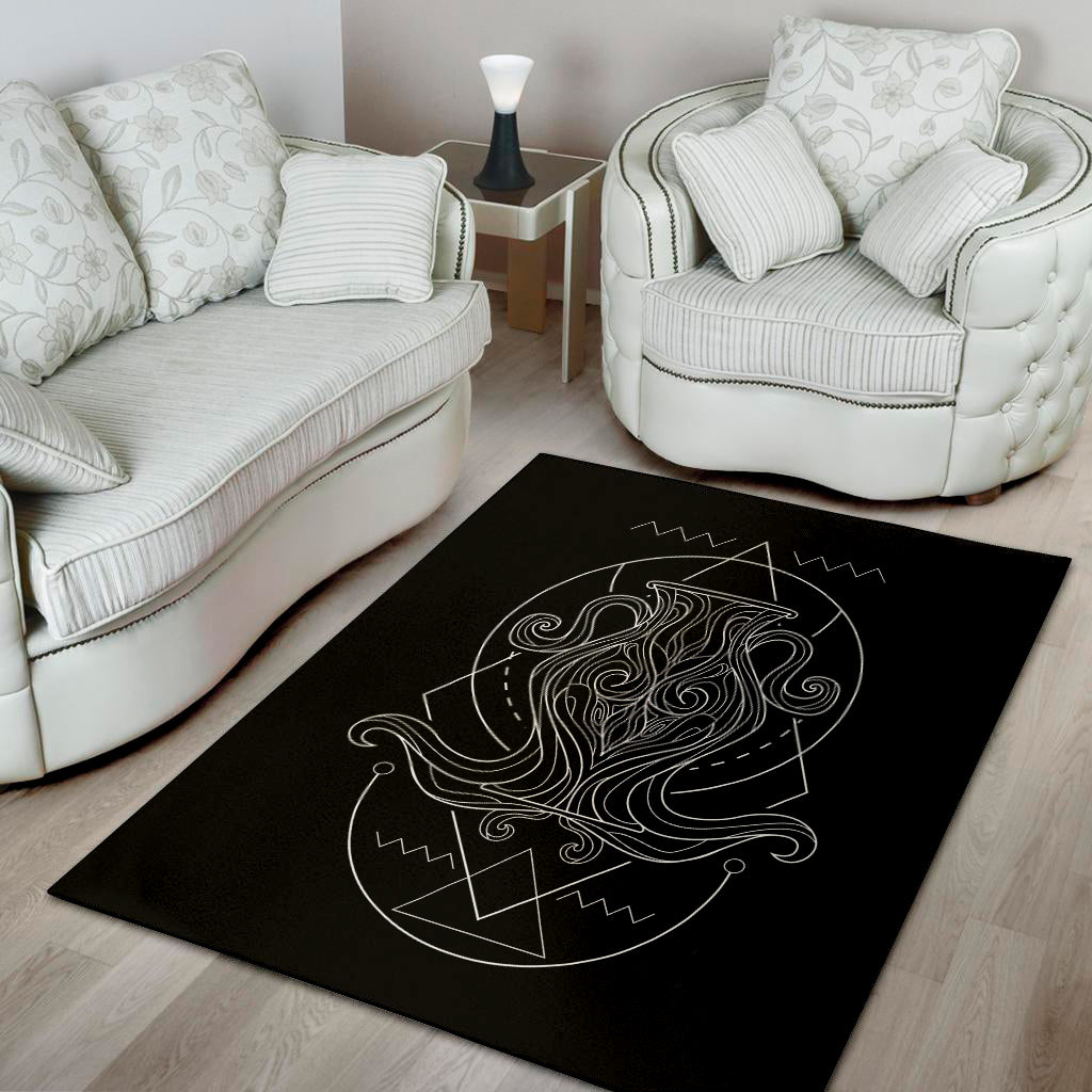 Black And White Aquarius Sign Print Area Rug