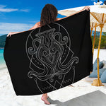 Black And White Aquarius Sign Print Beach Sarong Wrap
