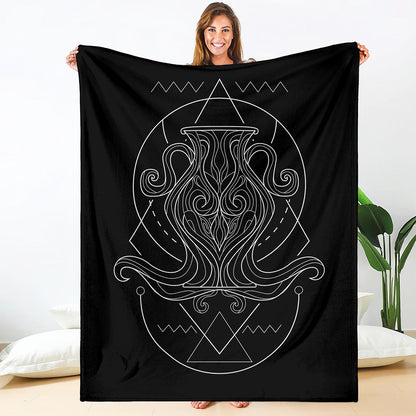 Black And White Aquarius Sign Print Blanket