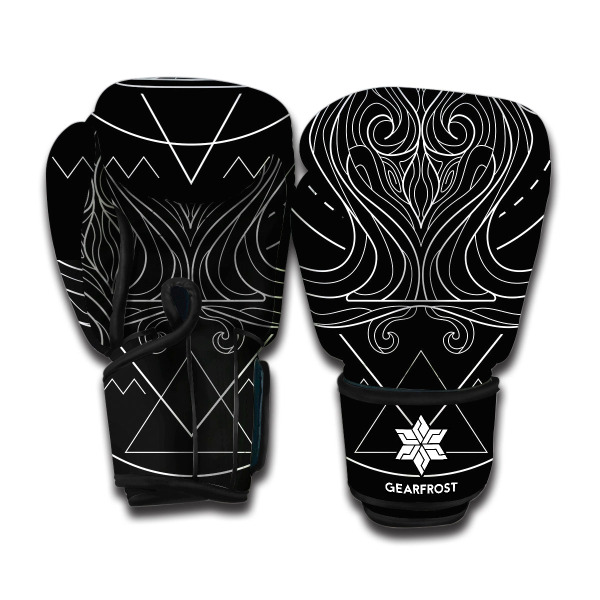 Black And White Aquarius Sign Print Boxing Gloves